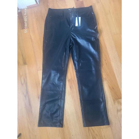 Judy Blue Pants - Women's Judy Blue Straight Faux Leather Pants - Black - Size 13/31